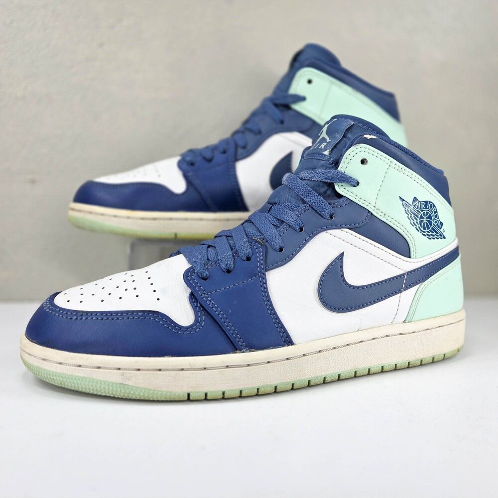 Nike Air Jordan 1 Mid Blue Mint 554724-413 Men's Sz 10